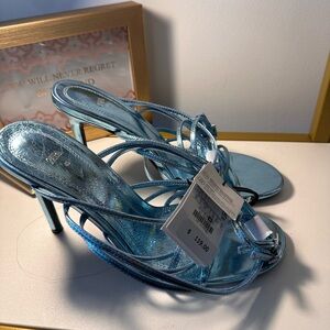 Brand NWT Zara Metallic Blue Heels